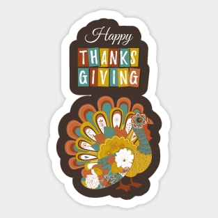 Beautiful Happy Thanksgiving Day Turkey Gobble Design Shirt Sticker
